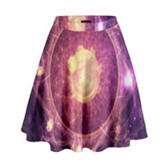 A Gold And Royal Purple Fractal Map Of The Stars High Waist Skirt by jayaprime