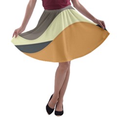 Wave Chevron Waves Material A-line Skater Skirt