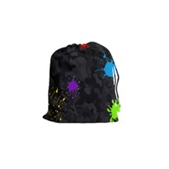 Black Camo Shot Spot Paint Drawstring Pouches (small) 