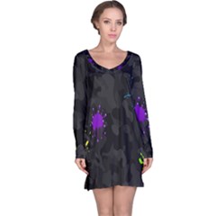 Black Camo Shot Spot Paint Long Sleeve Nightdress by Mariart