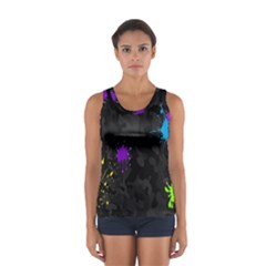 Black Camo Shot Spot Paint Women s Sport Tank Top  by Mariart