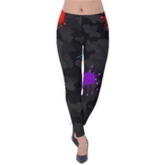 Black Camo Shot Spot Paint Velvet Leggings by Mariart