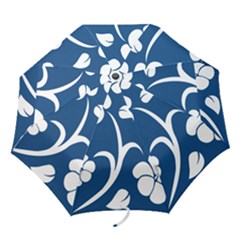 Blue Hawaiian Flower Floral Folding Umbrellas by Mariart