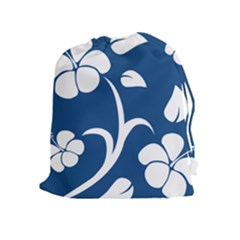 Blue Hawaiian Flower Floral Drawstring Pouches (extra Large)