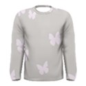 Butterfly Silhouette Organic Prints Linen Metallic Synthetic Wall Pink Men s Long Sleeve Tee View1