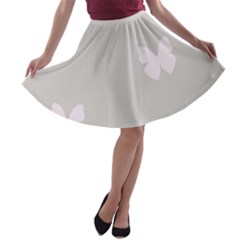 Butterfly Silhouette Organic Prints Linen Metallic Synthetic Wall Pink A-line Skater Skirt by Mariart