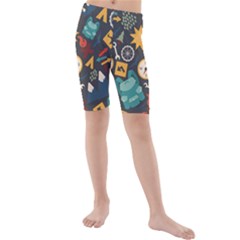 Compass Cypress Chair Arrow Wheel Star Mountain Kids  Mid Length Swim Shorts by Mariart