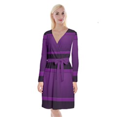 Board Purple Line Long Sleeve Velvet Front Wrap Dress