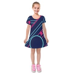 Flag Blue Orange Circle Polka Hole Space Kids  Short Sleeve Velvet Dress by Mariart