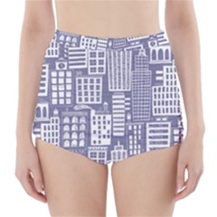 Building Citi Town Cityscape High-waisted Bikini Bottoms by Mariart