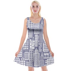 Building Citi Town Cityscape Reversible Velvet Sleeveless Dress