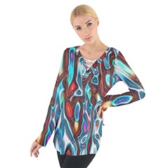 Dizzy Stone Wave Women s Tie Up Tee by Mariart