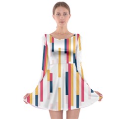 Geometric Line Vertical Rainbow Long Sleeve Skater Dress