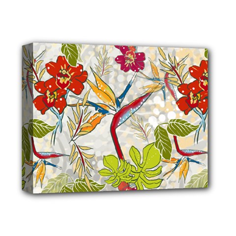 Flower Floral Red Green Tropical Deluxe Canvas 14  X 11 