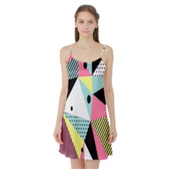 Geometric Polka Triangle Dots Line Satin Night Slip by Mariart