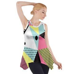 Geometric Polka Triangle Dots Line Side Drop Tank Tunic