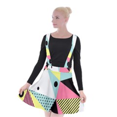 Geometric Polka Triangle Dots Line Suspender Skater Skirt by Mariart
