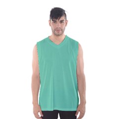 Aquamarine Solid Color  Men s Basketball Tank Top