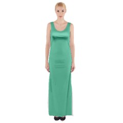 Aquamarine Solid Color  Maxi Thigh Split Dress