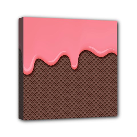 Ice Cream Pink Choholate Plaid Chevron Mini Canvas 6  X 6 