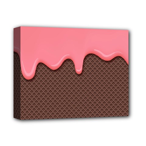 Ice Cream Pink Choholate Plaid Chevron Deluxe Canvas 14  X 11  by Mariart