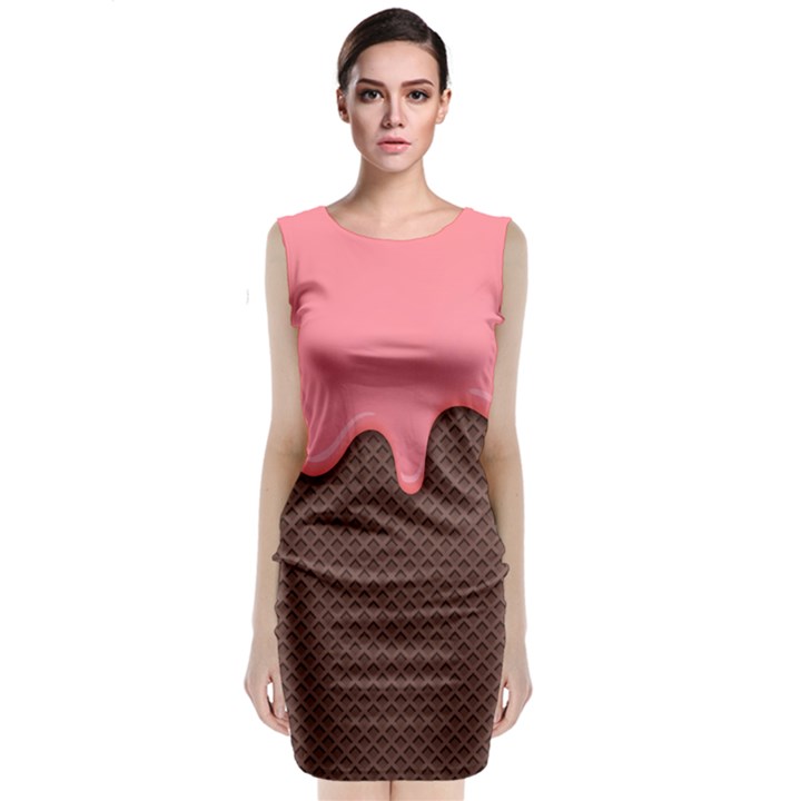 Ice Cream Pink Choholate Plaid Chevron Classic Sleeveless Midi Dress