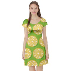 Lime Orange Yellow Green Fruit Short Sleeve Skater Dress by Mariart