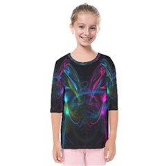 Light Waves Light Red Blue Kids  Quarter Sleeve Raglan Tee