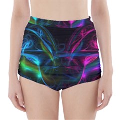 Light Waves Light Red Blue High-Waisted Bikini Bottoms