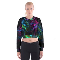 Light Waves Light Red Blue Cropped Sweatshirt