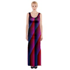 Photography Illustrations Line Wave Chevron Red Blue Vertical Light Maxi Thigh Split Dress