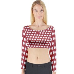 Pink White Polka Dots Long Sleeve Crop Top