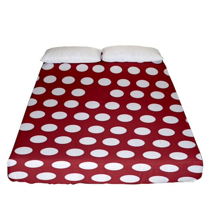 Pink White Polka Dots Fitted Sheet (King Size)