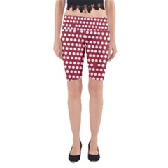 Pink White Polka Dots Yoga Cropped Leggings by Mariart