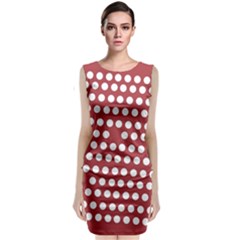 Pink White Polka Dots Sleeveless Velvet Midi Dress by Mariart