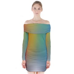 Rainbow Flag Simple Long Sleeve Off Shoulder Dress