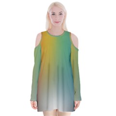 Rainbow Flag Simple Velvet Long Sleeve Shoulder Cutout Dress