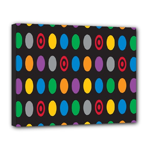 Polka Dots Rainbow Circle Canvas 14  X 11  by Mariart