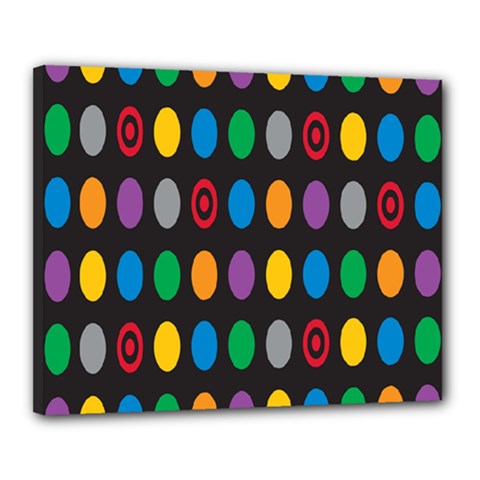 Polka Dots Rainbow Circle Canvas 20  X 16  by Mariart