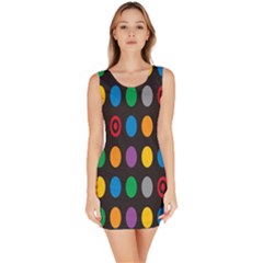 Polka Dots Rainbow Circle Sleeveless Bodycon Dress