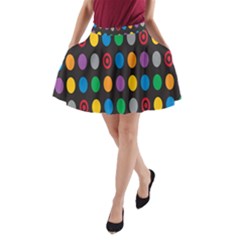 Polka Dots Rainbow Circle A-line Pocket Skirt by Mariart