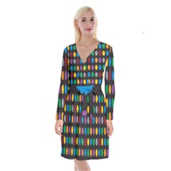 Polka Dots Rainbow Circle Long Sleeve Velvet Front Wrap Dress by Mariart