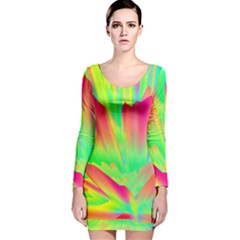 Screen Random Images Shadow Green Yellow Rainbow Light Long Sleeve Velvet Bodycon Dress by Mariart