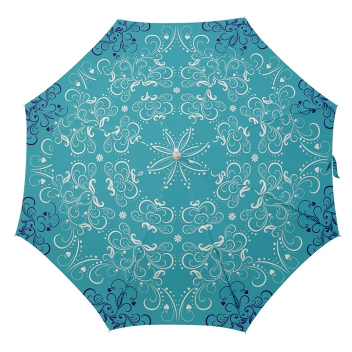 Repeatable Flower Leaf Blue Straight Umbrellas