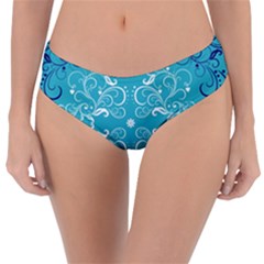 Repeatable Flower Leaf Blue Reversible Classic Bikini Bottoms