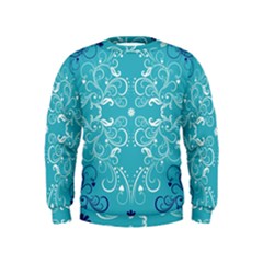 Repeatable Flower Leaf Blue Kids  Sweatshirt