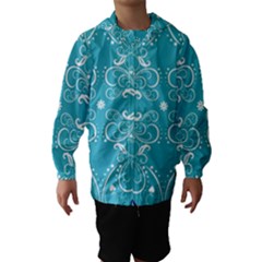 Repeatable Flower Leaf Blue Hooded Wind Breaker (kids) by Mariart