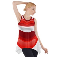 Smile Lips Transparent Red Sexy Side Drop Tank Tunic