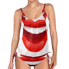 Smile Lips Transparent Red Sexy Tankini