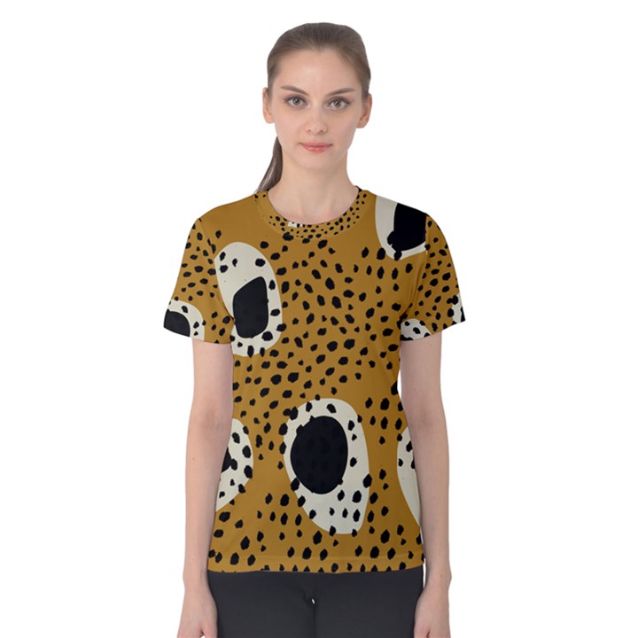 Surface Patterns Spot Polka Dots Black Women s Cotton Tee